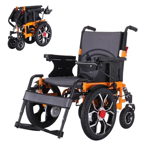 Foldable Electric Wheelchairs for Adults, All Terrain Heavy Duty Electric Wheelchair,Powerful Dual Motor Motorized Wheelchair for Seniors,Portable Folding Carry Wheelchair Supports up to 330 lbs