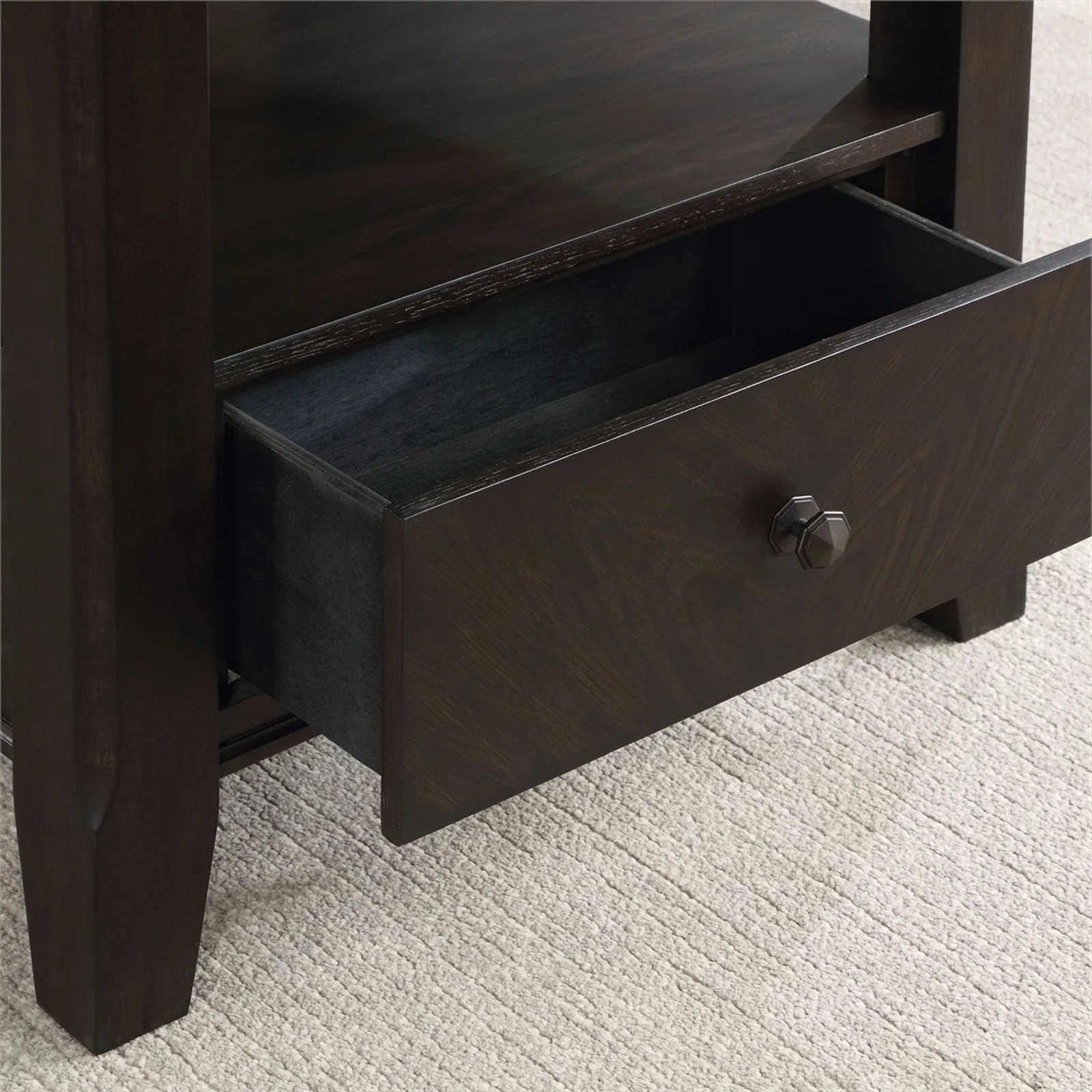 Furniture of America Sonn Wood Bottom Shelf Round Dining Table in Espresso