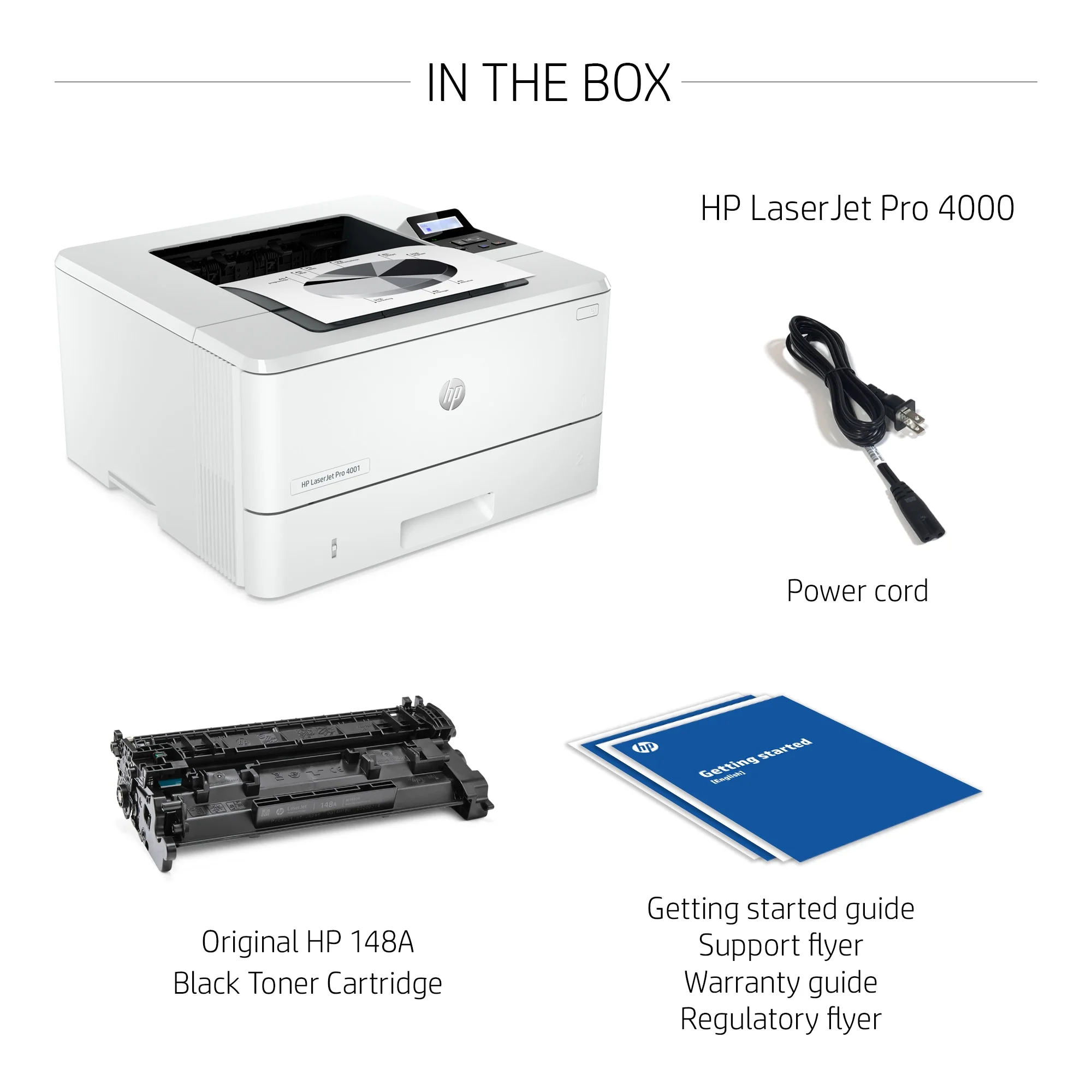 HP LaserJet Pro 4001dw Laser Printer, Black And White Mobile Print Up to 80,000