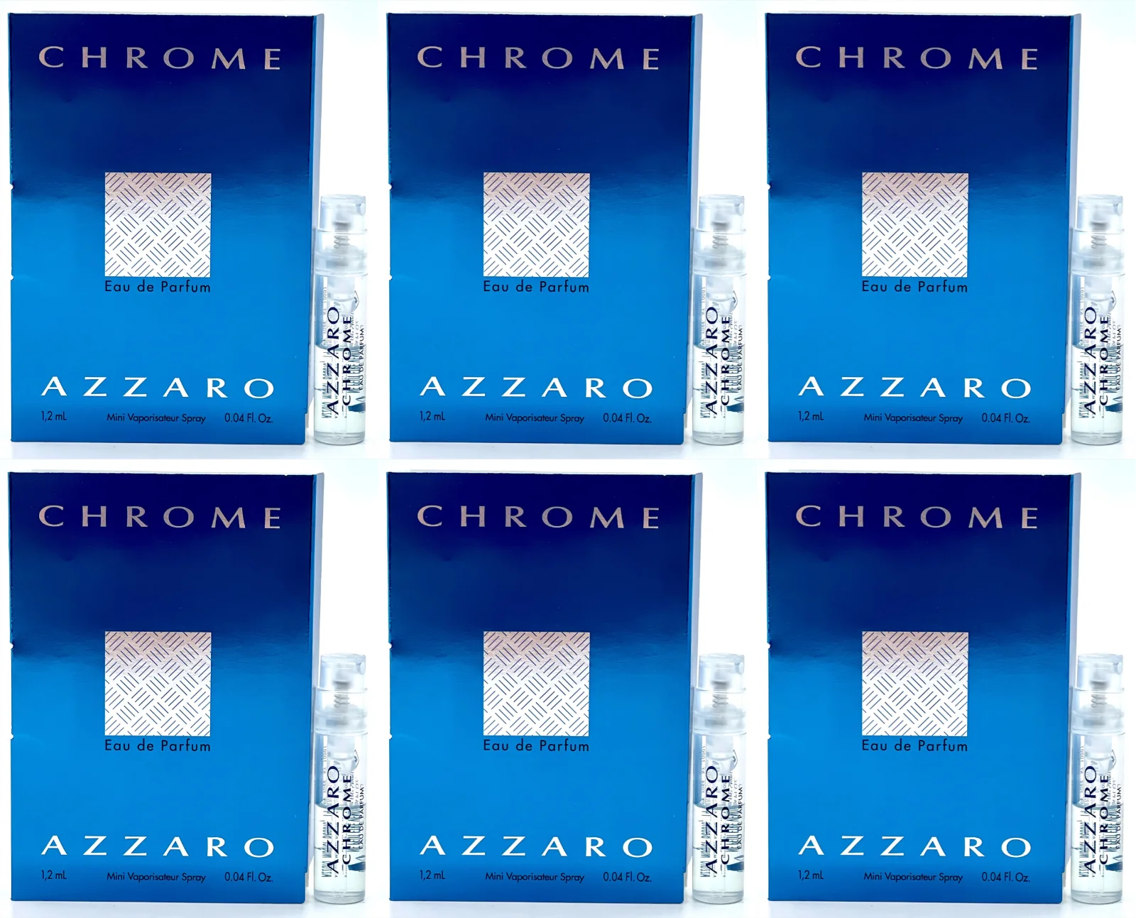 Chrome by Azzaro for Men 0.04 oz Eau de Parfum Vial Spray - PACK OF 6