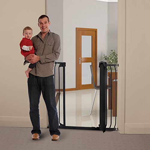 Dreambaby Chelsea Extra-Tall Auto-Close Security Baby Safety Gate-Black-with Extensions, Black, 28 - 42.5