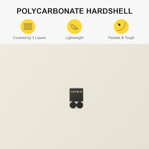 LEVEL8 Hard Shell Carry on Luggage Airline Approved, Carry-on Suitcases with Wheels, Lightweight Luminous Textured Hardside Travel Bag with Tsa Lock, 20 Inch, Black