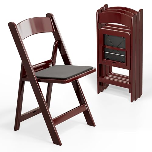 VINGLI Resin Folding Chairs with Cushion, Foldable Plastic Chair with Comfortable Padded Seats, Perfect for Event Party Indoor Outdoor, White, 4 PC