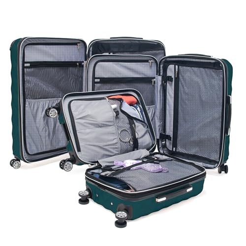 Kenneth Cole REACTION Diamond Tower Collection Lightweight Hardside Expandable 8-Wheel Spinner Travel Luggage, Black, 20-Inch Carry On