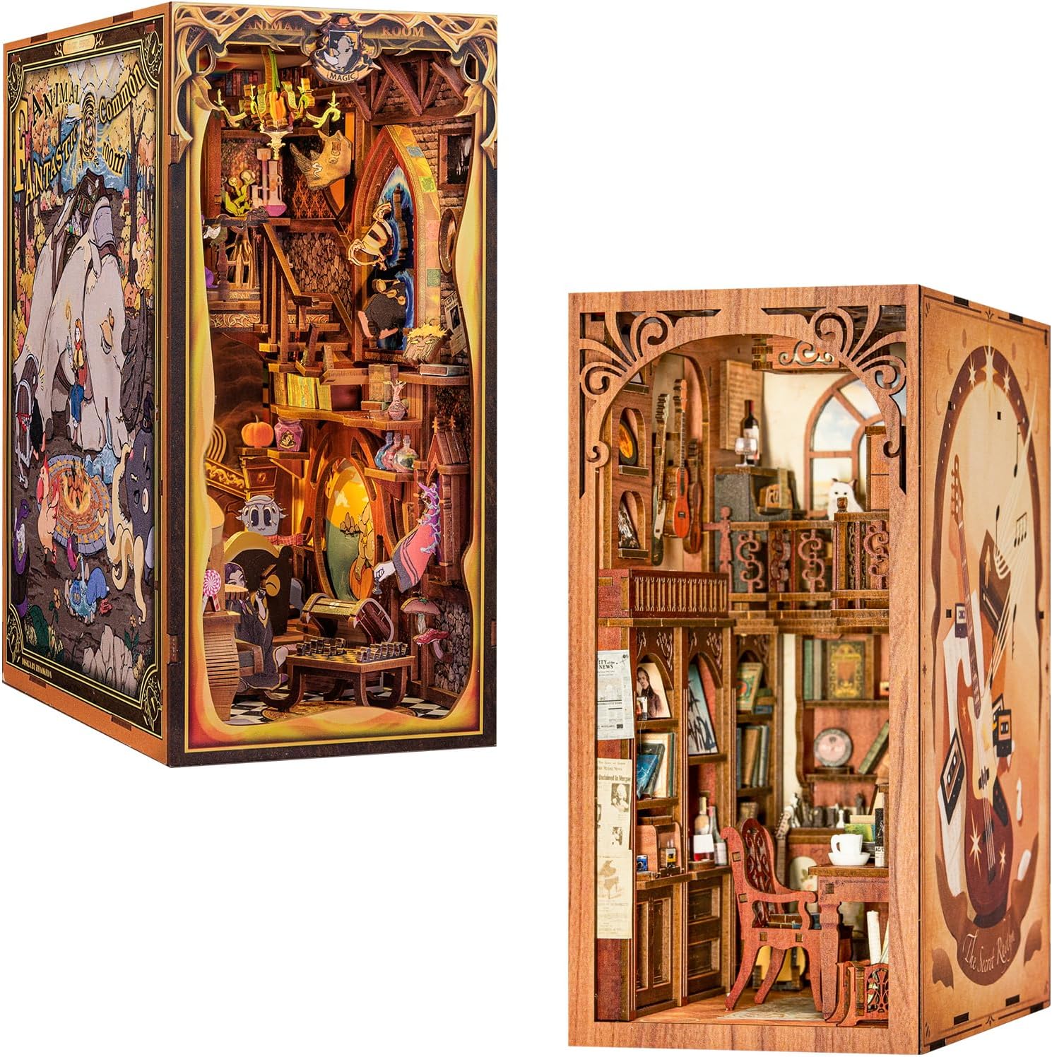 CUTEBEE Book Nook Kit - DIY Miniature House Dollhouse Kit for Adult and Teens, Booknook Bookshelf Decor Alley Model Build with LED Light, Gifts for Family and Friends