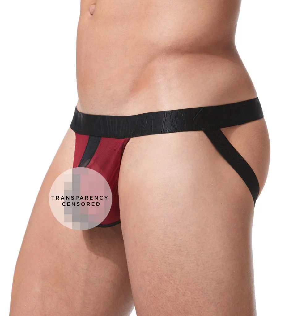 Men's Gregg Homme 152134 Temptation See Through Italian Mesh Jock (Red S)