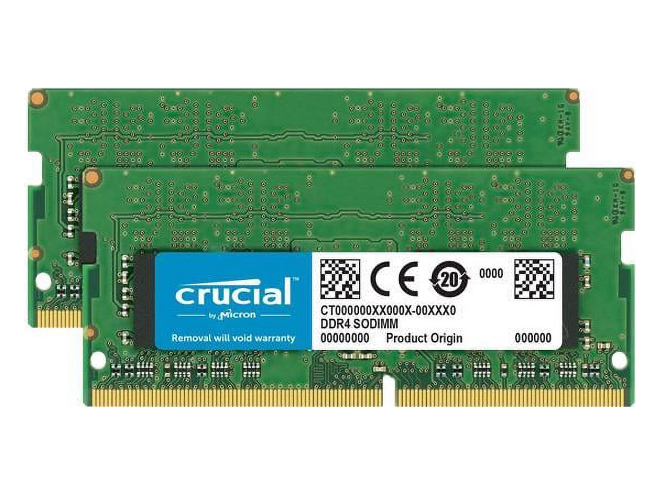 Crucial 64GB (2 x 32GB) DDR4 SDRAM Memory Kit - For Notebook - 64 GB (2 x 32GB) - DDR4-3200/PC4-25600 DDR4 SDRAM - 3200 MHz - CL22 - 1.20 V - Non-ECC - Unregistered - 260-pin - SoDIMM - Lifetime Wa...