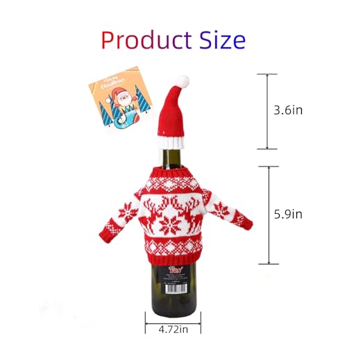 3 Pack NEW! Christmas Wine Bottle Cover Knitted Sweater Covers with Hat, Christmas Doll Accessories Clothes Accessory Sweater for Holiday Party Decorations and Table Setting