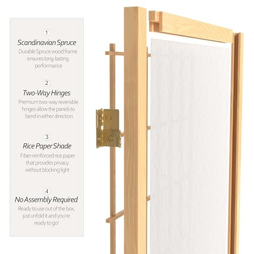 Red Lantern 7 ft. Tall Window Pane Shoji Screen-White-3 Panels Room Divider