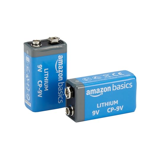 Amazon Basics 4-Pack 9 Volt Lithium High-Performance Batteries, 10-Year Shelf Life, Long Lasting Power