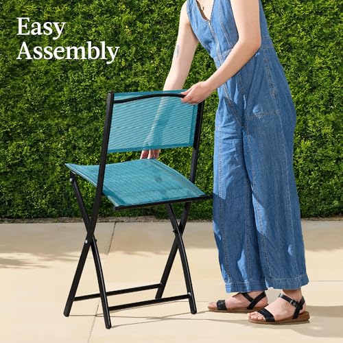 Best Choice Products 3-Piece Patio Bistro Dining Furniture Set w/Glass Tabletop, 2 Folding Chairs, Steel Frame, Polyester Fabric - Gray