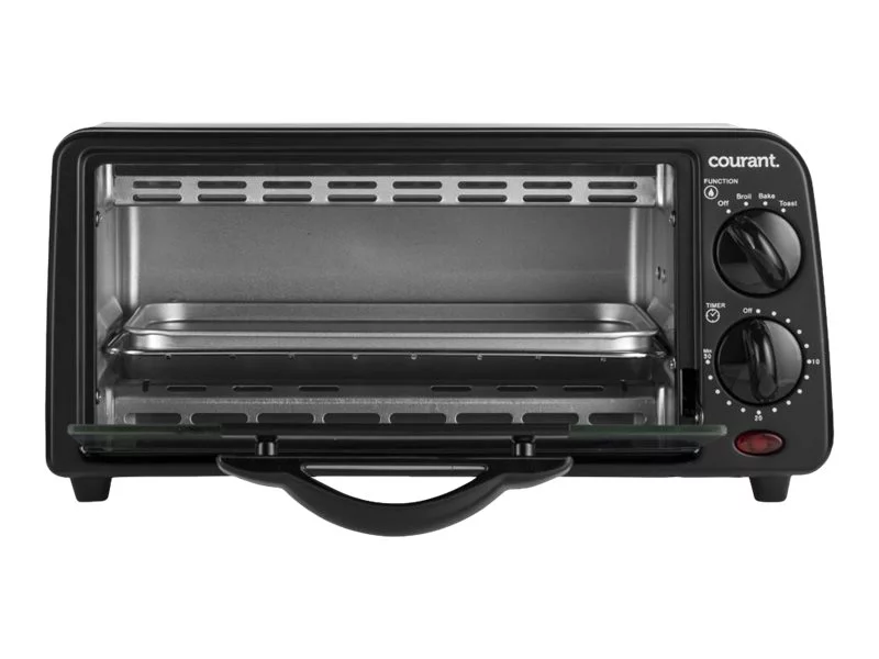 Courant TO-621K 2 Slice Compact Toaster Oven with Bake Tray and Toast Rack, Black.