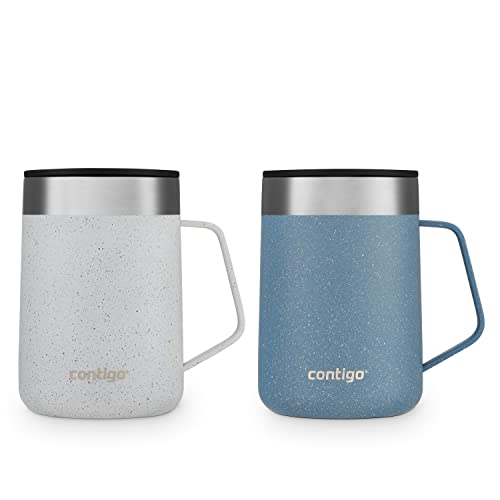 Contigo Stainless Steel Vacuum-Insulated Mug with Handle and Splash-Proof Lid, 14oz., Salt Speckle & Dark Ice Speckle