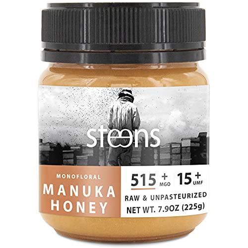 Steens Manuka Honey - MGO 515+ - Pure & Raw 100% Certified UMF 15+ Manuka Honey - Bottled and Sealed in New Zealand - 7.9 oz Jar