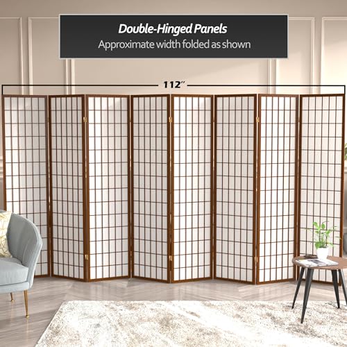 Red Lantern 6 ft. Tall Window Pane Shoji Screen-Natural-4 Panels Room Divider