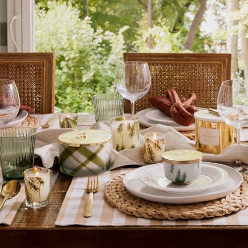 Thymes Frasier Fir Candle – Frosted Plaid Jar Candles – Green & White Candle Jar Design – Scented Candles with Notes of Siberian Fir, Cedarwood & Sandalwood – Holiday Candles (6.5 oz)