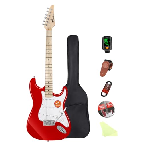 Electric Guitar Beginner Kits, 6 Strings 39 Inch Solid Body Guitarra Electricar Set for Adults With Gig Bag, Strap, Tremolo Arm, Cable & Picks MS100 (Lightning Blue)