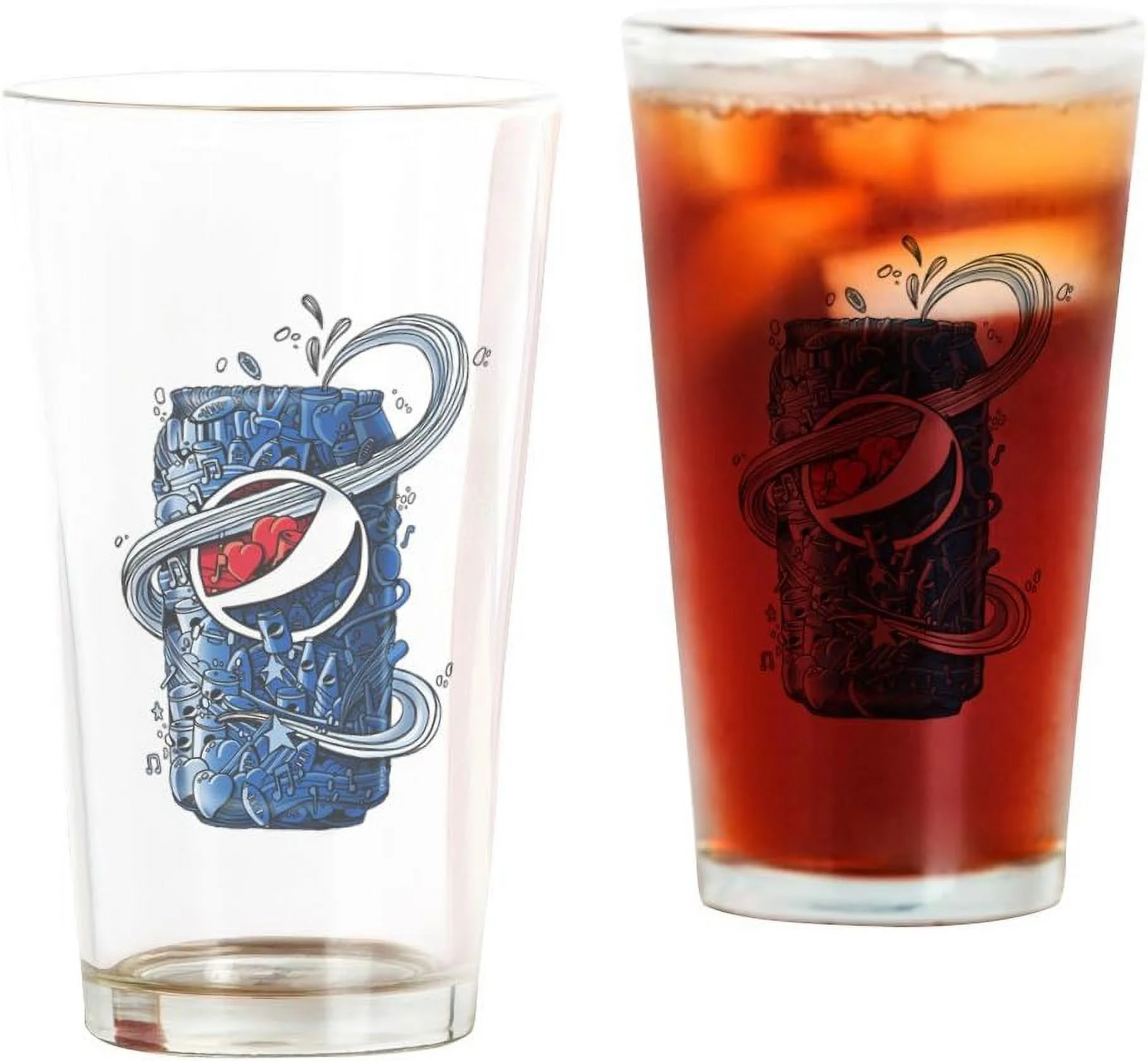 Pepsi Can Doodle Pin Glass, 16 Oz. Drinking Glass