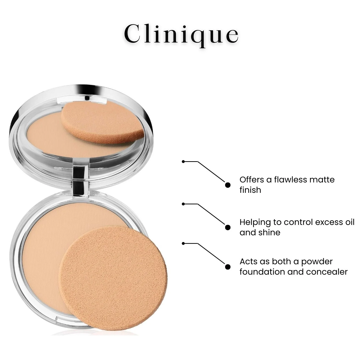 Clinique Superpowder Double Face Makeup Dry Combination Skin - 02 Matte Beige, 0.35 oz