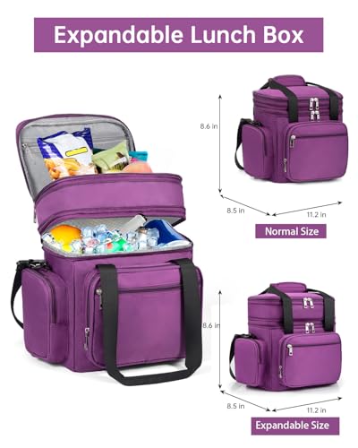 Expandable Tactical Lunch Box, Large Insulated Lunch Cooler Bag Heavy Duty Leakproof Lunch Pail for Men Adults Work Office Outdoor Picnic Trips,16L,Black