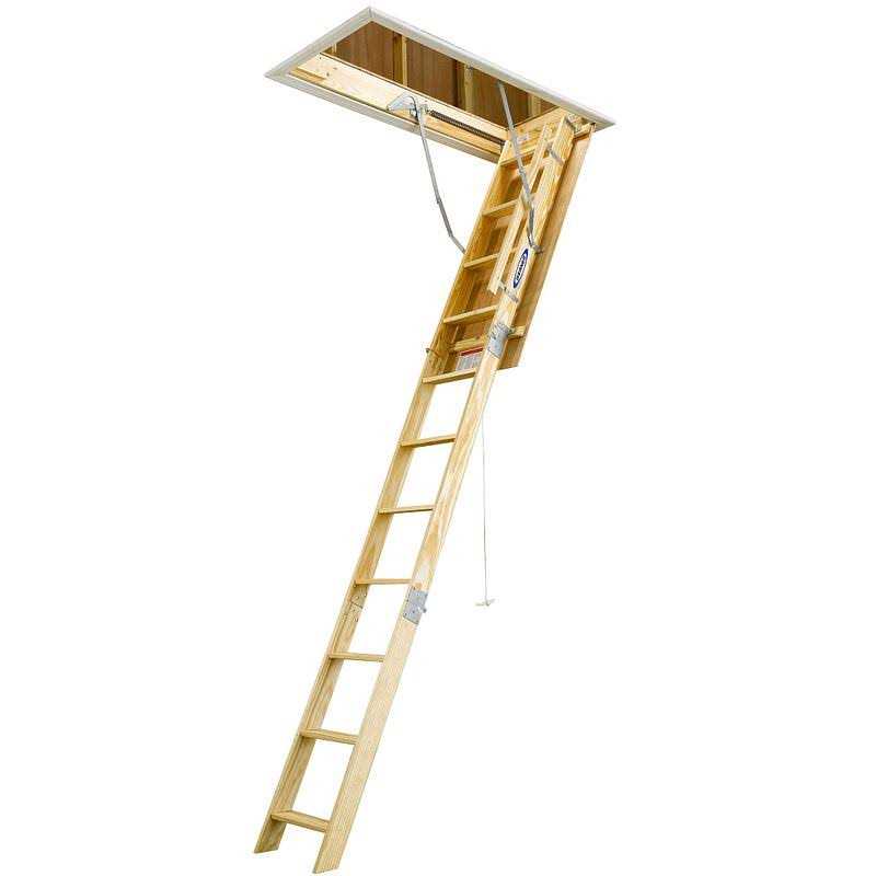 Werner 10.2 ft. H x 22.5 In. W Wood Attic Ladder Type 1 250 lb. Capacity
