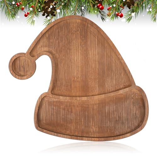 Maxcheck Christmas Tree Serving Tray Platter Charcuterie Board Christmas Wood Serving Dish Cutting Board Rustic Farmhouse 11.42 x 10.43 Inches Table Plate for Cheese Food Fruit Party