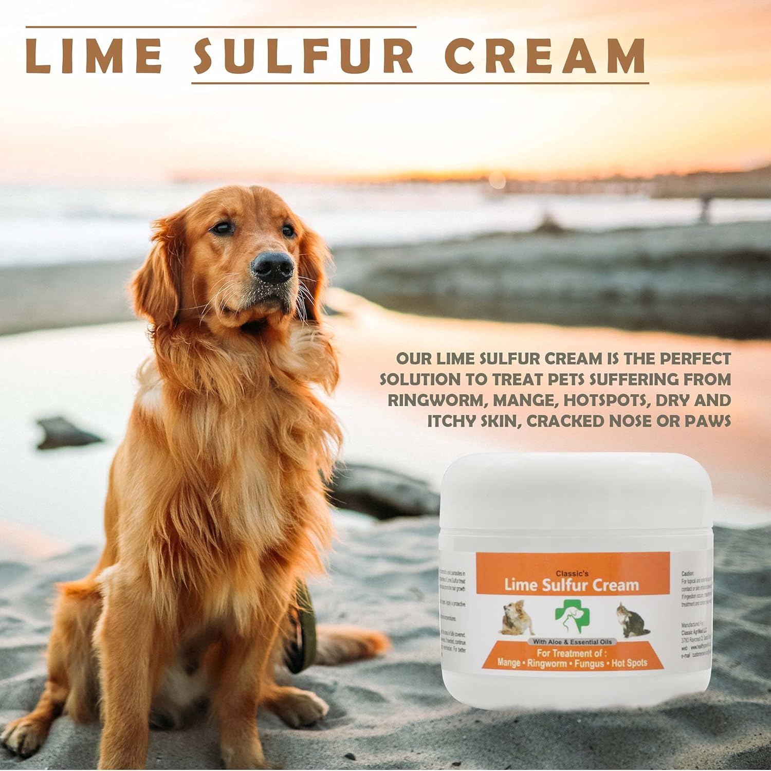 Classic's Lime Sulfur Dip Pet Skin Ointment (2 oz x 2 Jars) - Pet Care for Itchy and Dry Skin - Safe Cream Ointment for Dog, Cat, Puppy, Kitten, Horse (2 oz x 2) (2 oz x 2)