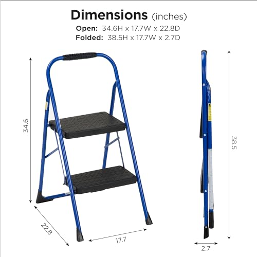 COSCO 2-Step Big Step, Steel Step Stool, Gray