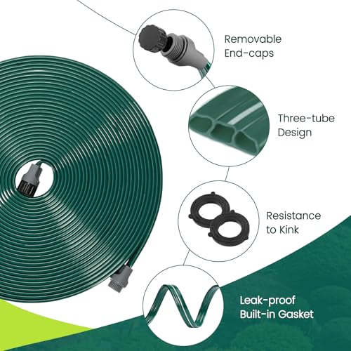 Passionbility Soaker Sprinklers Hose 50ft 2 pack, Garden Drip Soaker Watering Premium Flexible Irrigation Hose, High-Efficiency Water-Saving with Stakes