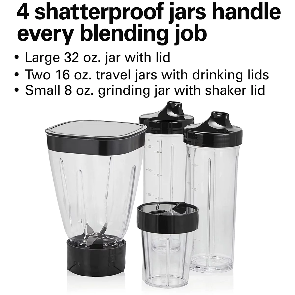 Kitchen Countertop Blender for Shakes Smoothies - with 32oz Jar (Black, Silver)