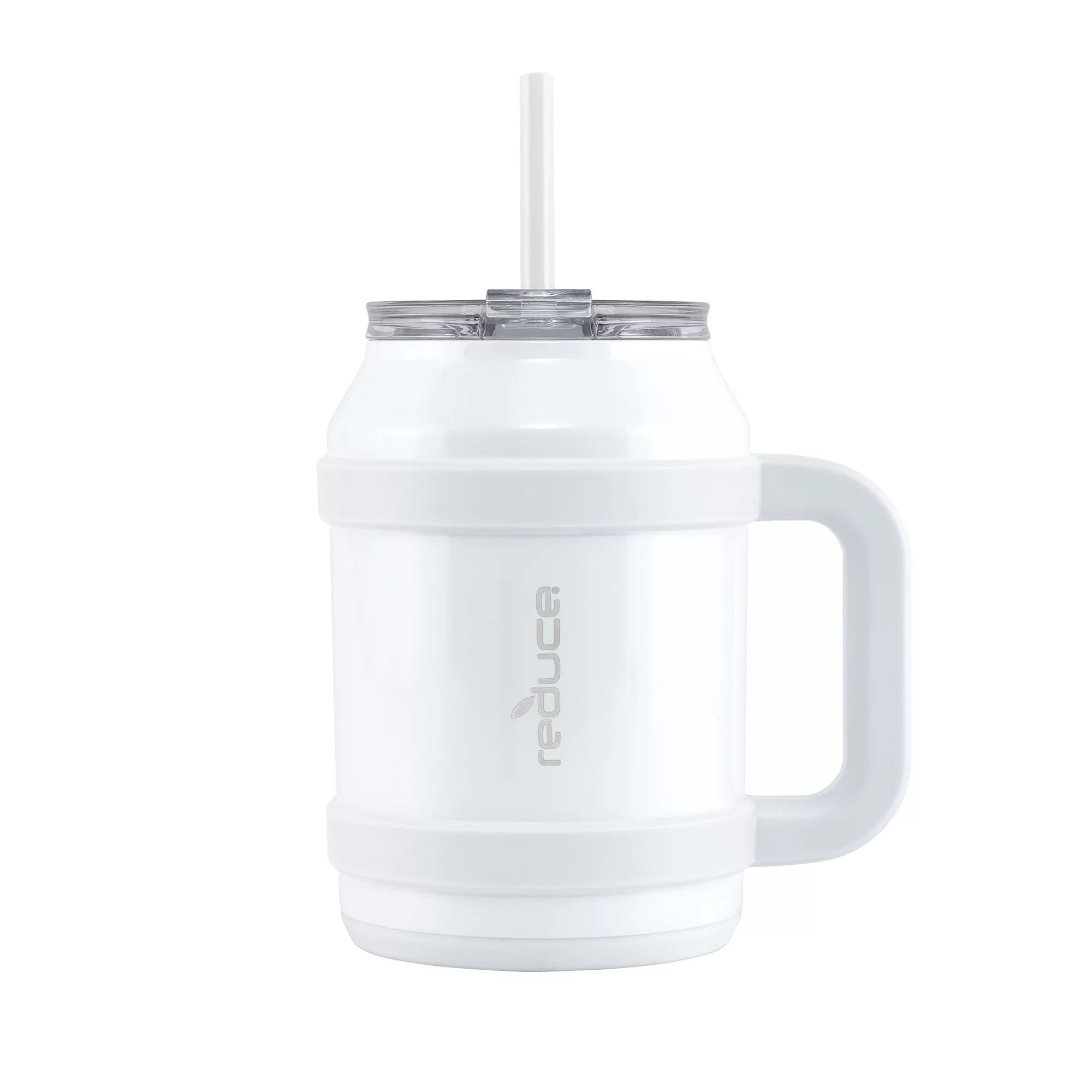 Reduce Vacuum Insulated Stainless Steel Cold1 Mug with Lid and Straw, White, 50 fl oz