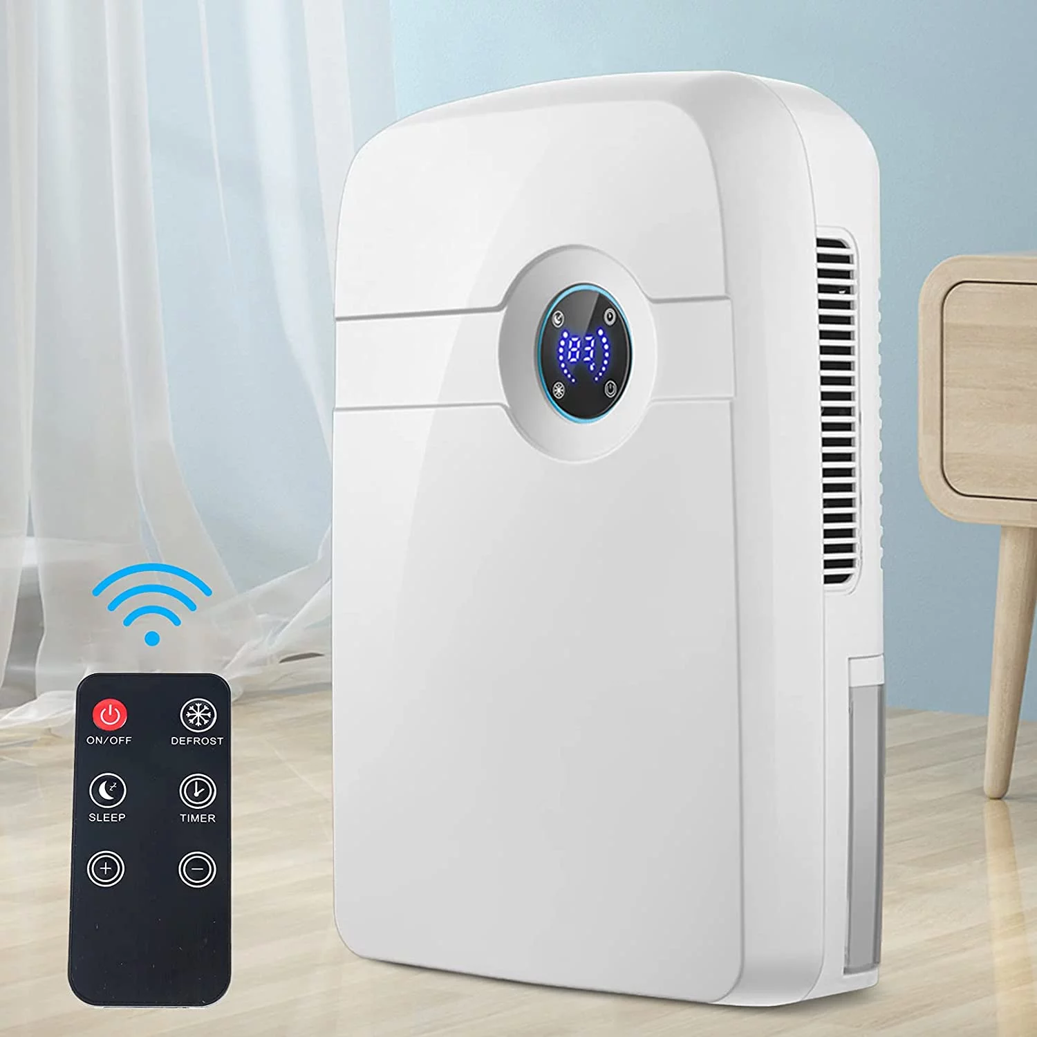 2.5L Dehumidifier Home Air Dryer Damp Moisture Free Bedroom Dehumidifier+Remote 2.5L Mini Space Dehumidifier Air Dryer Damp Moisture Free with Timing Function Dehumidifier Air Dryer