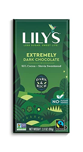 Extremely Dark Chocolate Bar by Lily's | Made with Stevia, No Added Sugar, Low-Carb, Keto Friendly | 85% Cocoa | Fair Trade, Gluten-Free & Non-GMO | 2.8 ounce, 4-Pack