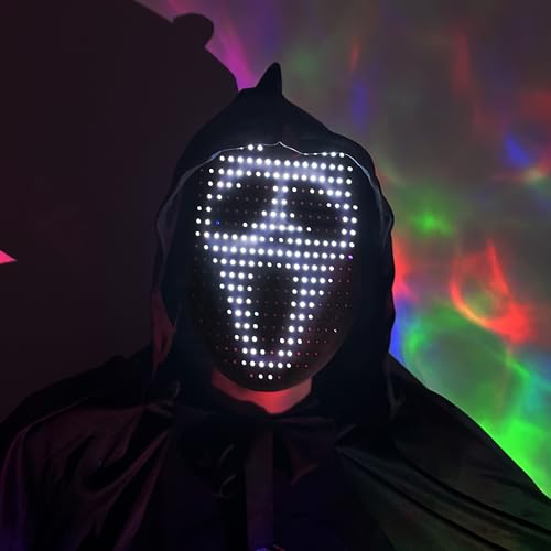 Mr.Pang Music LED Mask with Gesture Sensing, Face Transforming Light Up Mask Halloween Costume for Cosplay Masquerade, Fits Adult and Kids