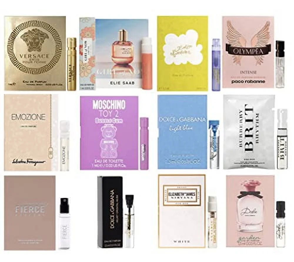 12 Women's Designer Fragrance - 12 Perfume Vials Collection