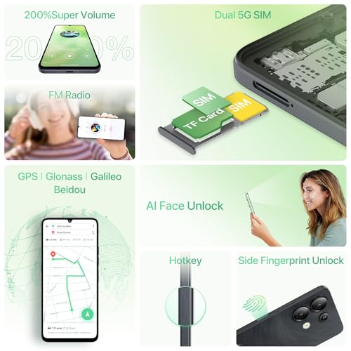 UMIDIGI G9 5G Cell Phone, Android 14 Unlocked Phones, 12(6+6) GB +128GB/1TB TF Expand, 5G Dual SIM, 50MP Camera, 6.75