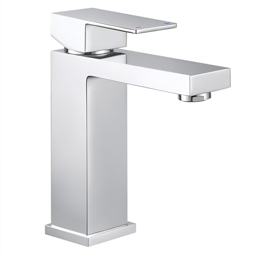 KES Vessel Sink Faucet, Black Bathroom Faucets, Tall Bathroom Faucets with Sink Drain with Overflow, L3156BLFF12-BK-C1