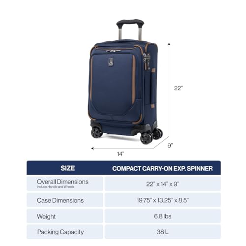 Travelpro Crew Classic Lightweight Softside Expandable Checked Luggage, 8 Wheel Spinner Suitcase, TSA Lock, Men and Women, Checked Large 29-Inch, Patriot Blue