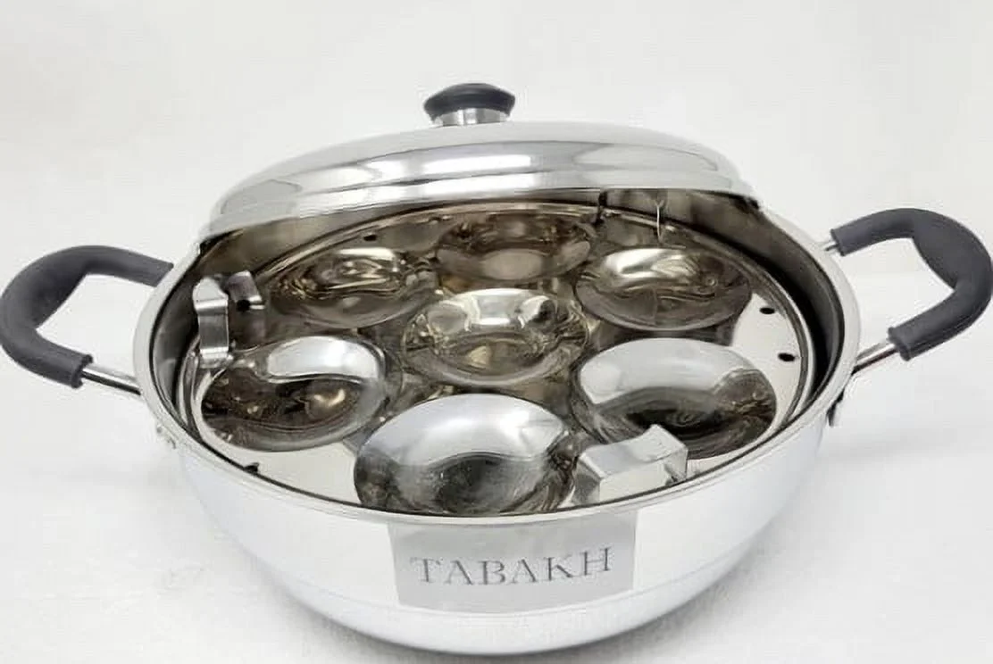 Tabakh Tri-Ply Stainless Steel Multi Kadai with Steamer Plate, Mini Idli Plate, 2 Idli Plates, 2 Dhokla Plates, Induction Friendly