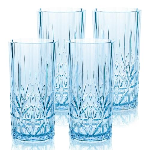 BELLAFORTE Shatterproof Tritan Tall Tumbler, Set of 4, 18oz - Myrtle Beach Drinking Glasses - Unbreakable Plastic Drinking Glasses for Gifting, Parties, New Year - BPA Free - Dishwasher Safe - Pink