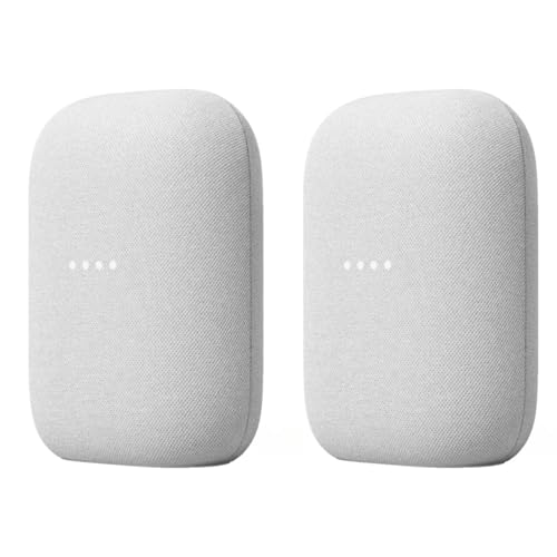 Google Audio (2-Pack) Smart Speakers – Wireless Bluetooth & Wi‑Fi Home Speaker Bundle with Powerful Stereo Sound, Multi-Room Audio Assistant Voice Control