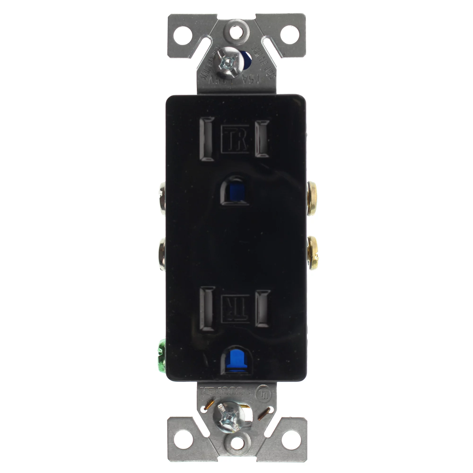 Hubbell RRD15SBKTRZ Duplex Decorator Receptacle Outlet, TR, 15-Amp, 120-Volt, Black, (96-Pack)