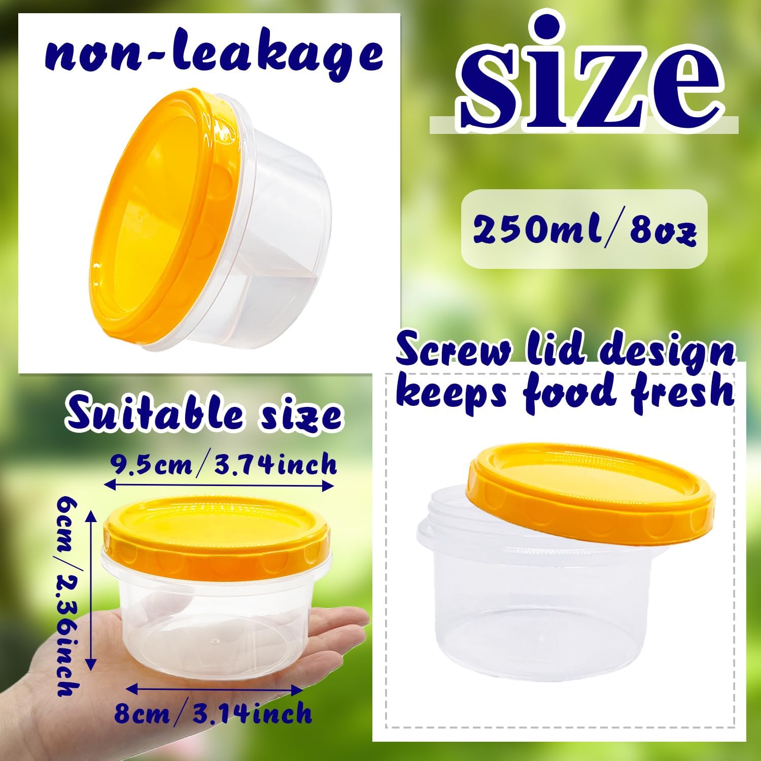 20 Pack 8 oz Reusable Small Plastic Containers,Twist Top Food Storage Containers with Screw Lids,Small Plastic Freezer Storage Container for Kitchen House