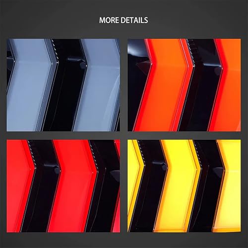 VLAND LED Rear Lights Compatible with Mustang 2015-2023 w/Sequential Turn Signal (5-Modes Switchable Lighting), Clear Lens Taillight Assembly, Passenger&Driver Sides (Clear)