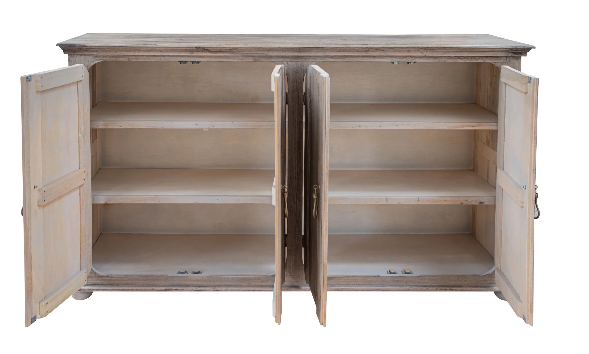 HomeRoots 527098 72 in. Solid & Manufactured Wood Distressed Credenza, Sand