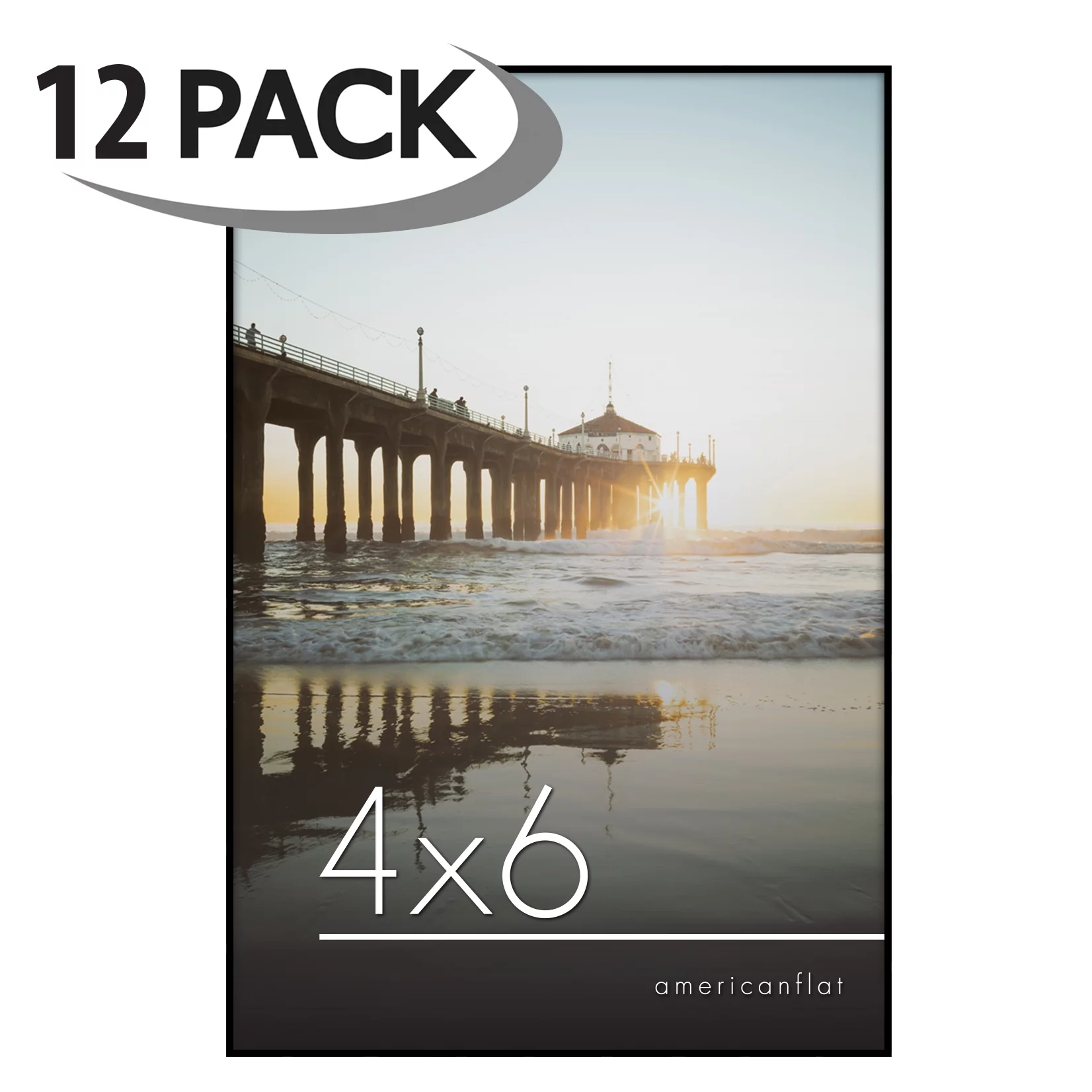 Americanflat Front Loading 4x6 Picture Frames in Black - Set of 12 Thin Frameless Plastic Frames with Shatter-Resistant Glass and Pop-In Easel Stand For Horizontal and Vertical Display.