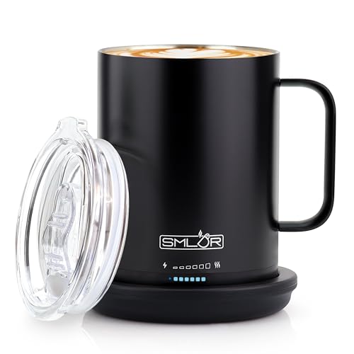 Pro Heated Mug, 14 oz Smart Mug, Self-Heating, Adjustable Temperature, Battery Powered Heated Coffee Mug, Quick Recharge Time, Great for Coffee & Tea, Excellent Gift (Black)