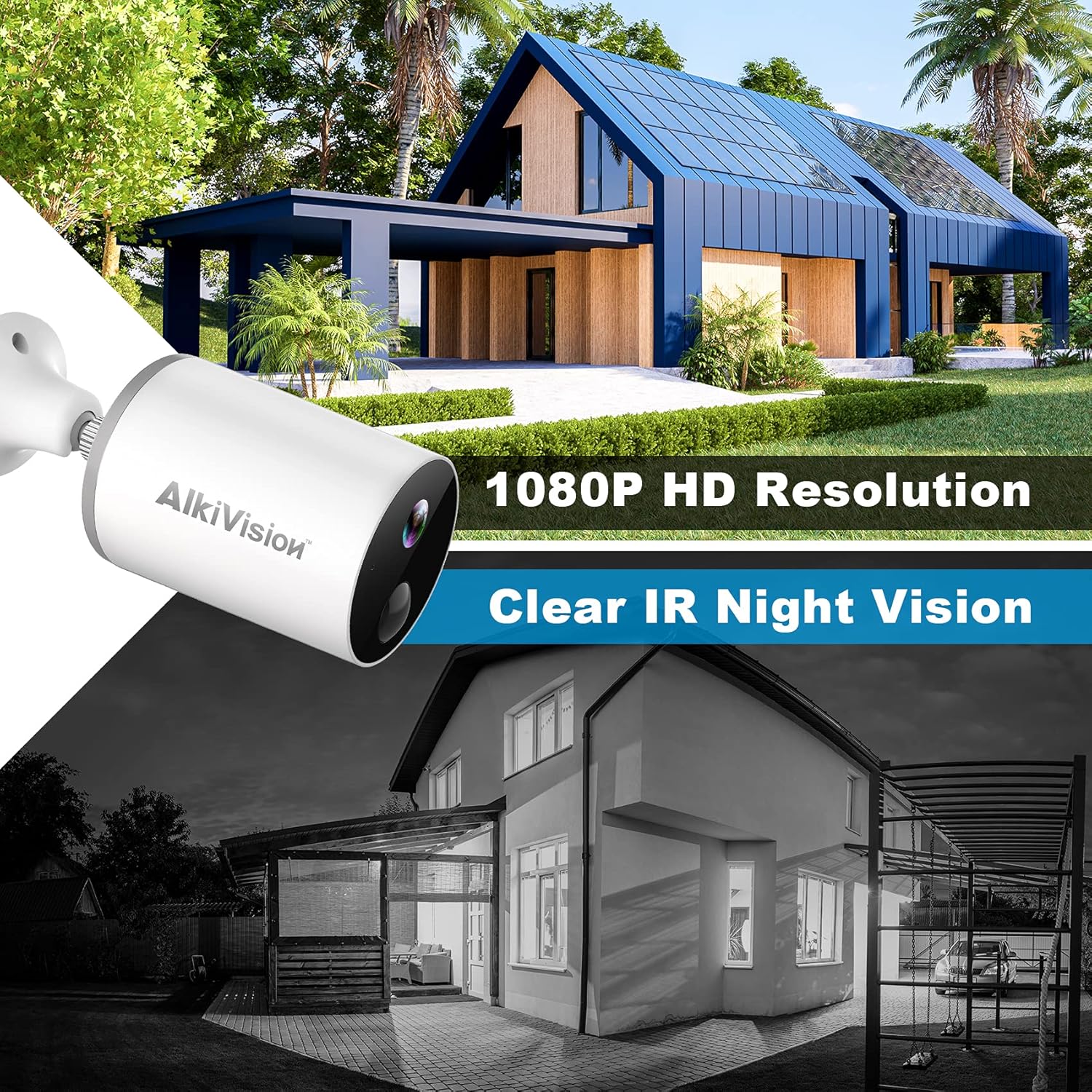 Security Cameras Wireless Outdoor - 1080p HD Night Vision WiFi Wireless Cameras for Home Security, Waterproof Surveillance Camera with Motion Detection, 2-Way Audio, Rechargeable Battery, SD Storage