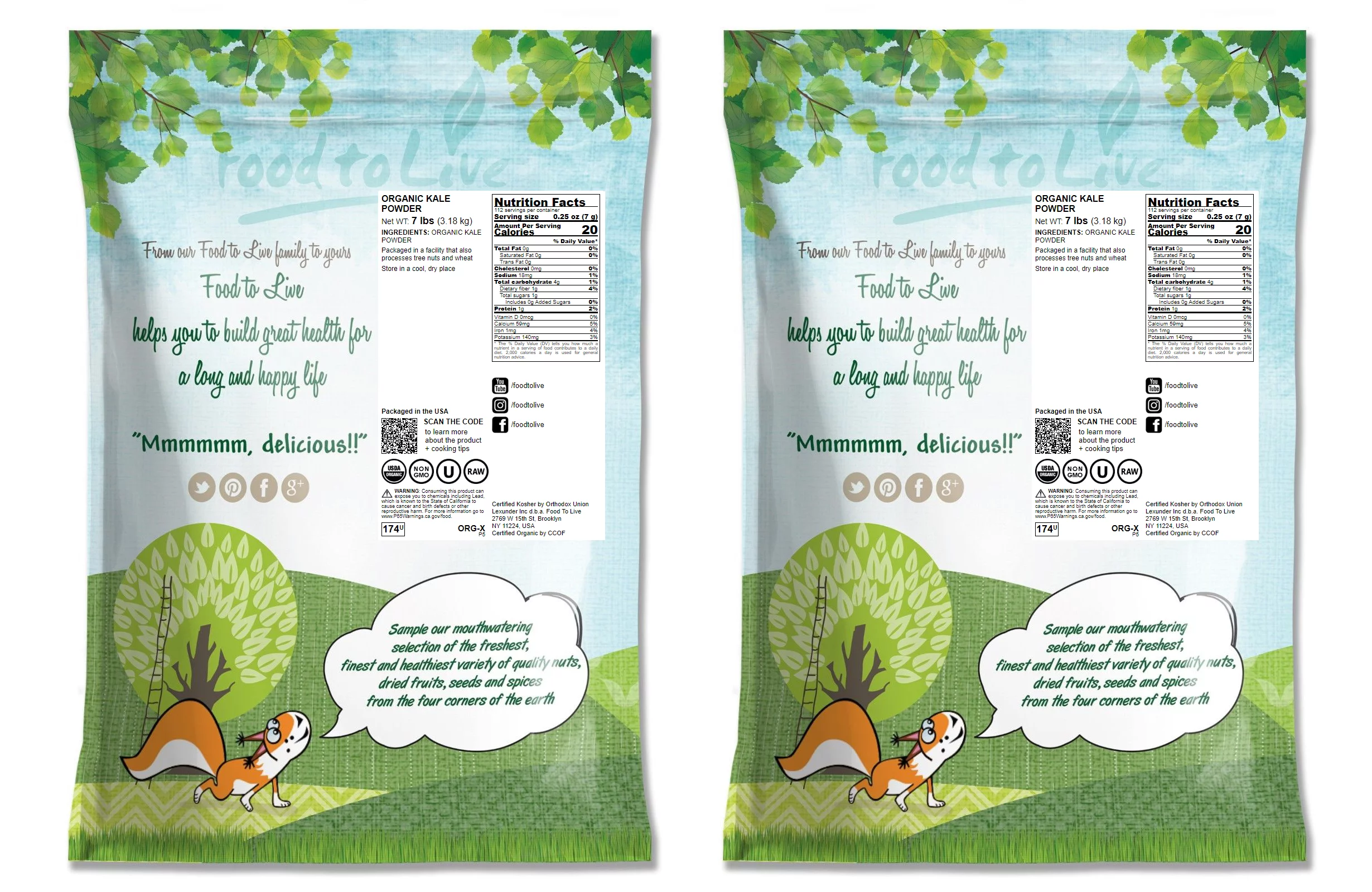 Organic Kale Powder, 14 Pounds — Non-GMO, Kosher, Raw, Vegan — by Food to Live