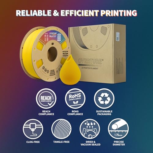 OVERTURE PLA Filament 1.75mm PLA 3D Printer Filament, 2kg Cardboard Spool (4.4lbs), Dimensional Accuracy +/- 0.02mm, Fit Most FDM Printer (Black 2-Pack)